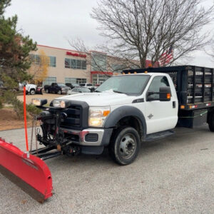 2015 Ford F-550 16' Steel Flatbed Truck Diesel Stakebed A/T Western Plow