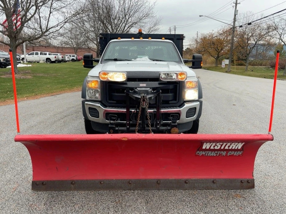 2015 Ford F-550 16' Steel Flatbed Truck Diesel Stakebed A/T Western Plow - Image 5
