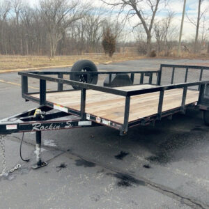 2023 Rockin's S/A 14' Flatbed Utility Equipment Ramp Trailer Deck